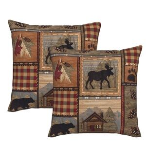 Rustic Lodge Throw Pillows with Moose Design